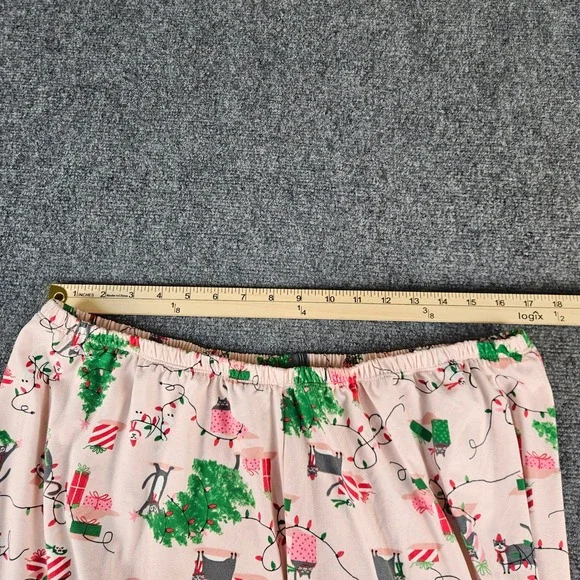 HUE Pink Christmas Cat Pajama Pants Womens 2X Holiday Lounge Sleepwear Wide Leg - Picture 3 of 5